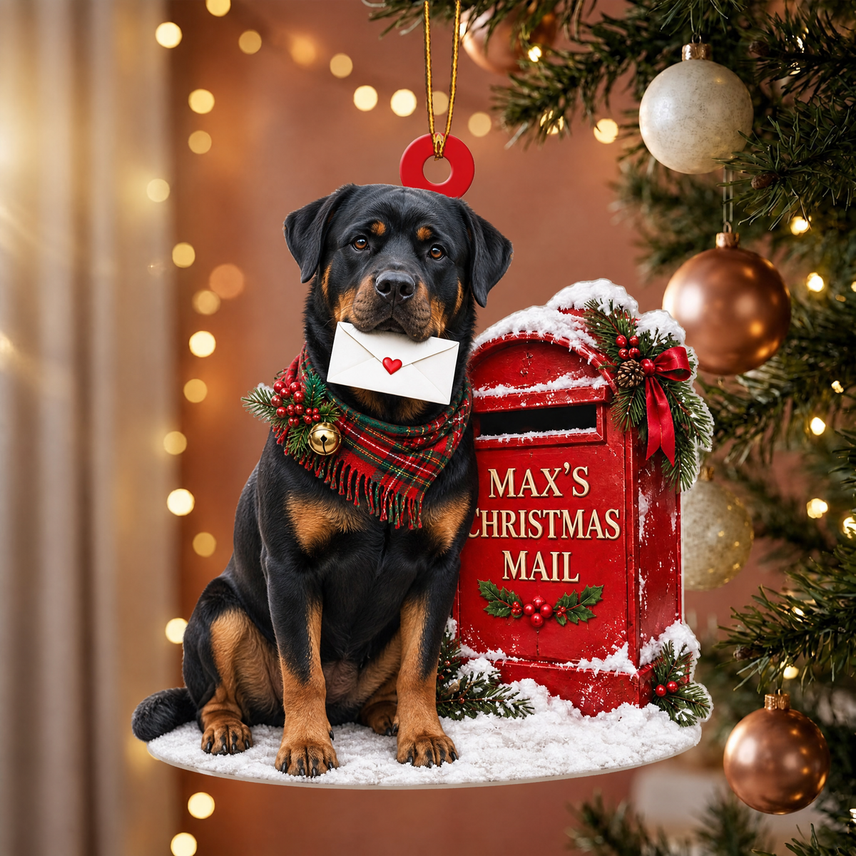 Personalized Dog Christmas Ornament – Custom Pet Name Christmas Mailbox Ornament