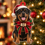 Personalized Dog Christmas Ornament – Custom Pet Name Holiday Bow Ornament