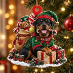 Personalized Dog Christmas Ornament – Santa’s Little Helper Custom Pet Name Ornament