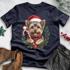 Dog Lover Christmas T-Shirt – Santa Hat, Scarf & Candy Cane