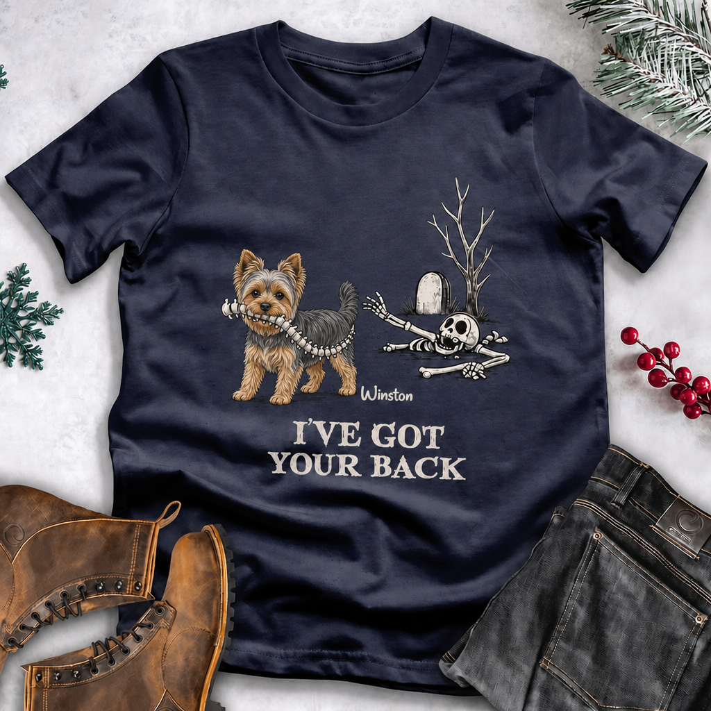 Funny Dog Halloween Shirt – Skeleton Spine Joke, Custom Name
