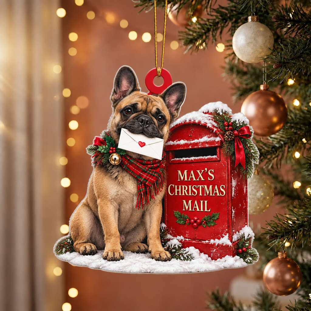Personalized Dog Christmas Ornament – Custom Pet Name Christmas Mailbox Ornament