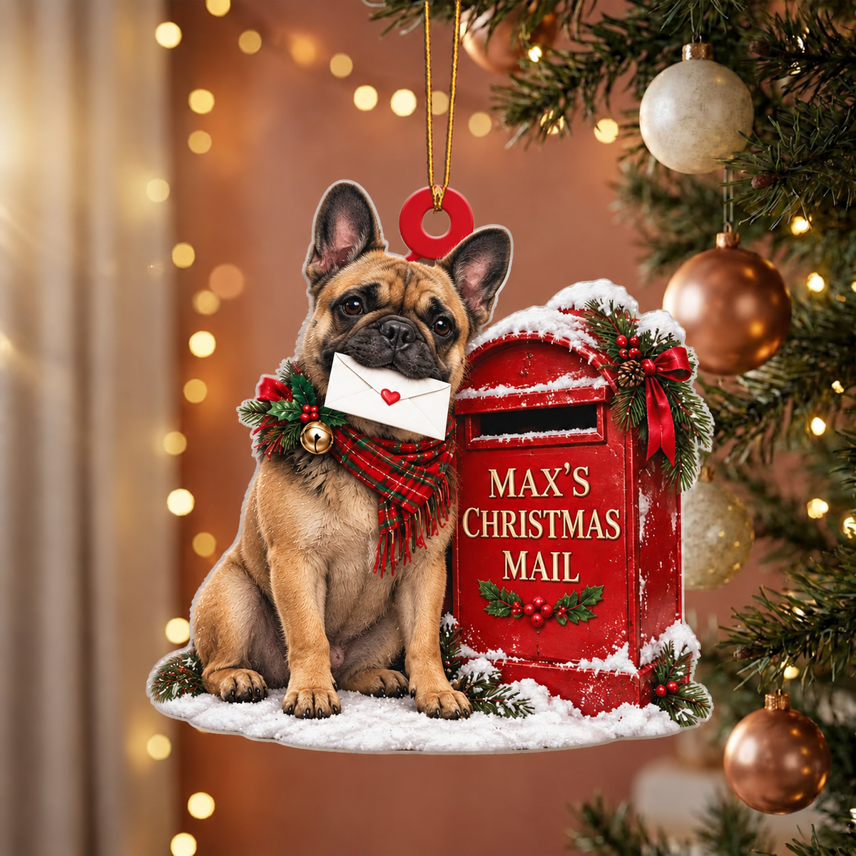 Personalized Dog Christmas Ornament – Custom Pet Name Christmas Mailbox Ornament