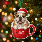 Personalized Pet Ornament – Santa Hat Cocoa Mug