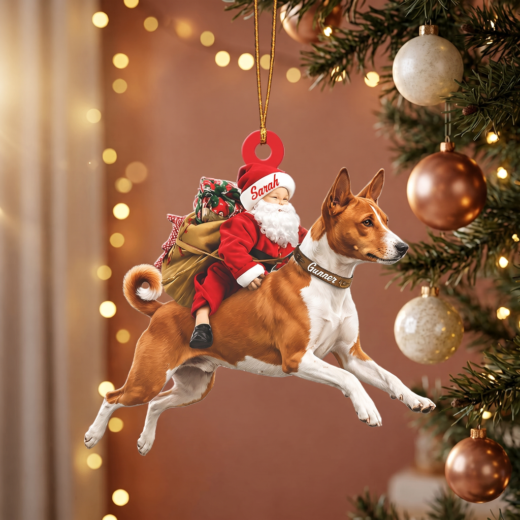 Santa's Dog Express Custom Name Ornament