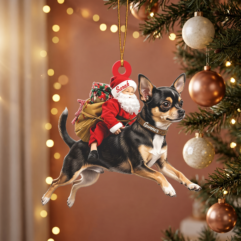 Santa's Dog Express Custom Name Ornament