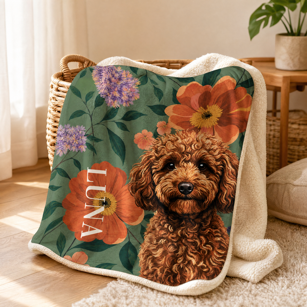Personalized Dog Blanket – Custom Name & Pet Portrait