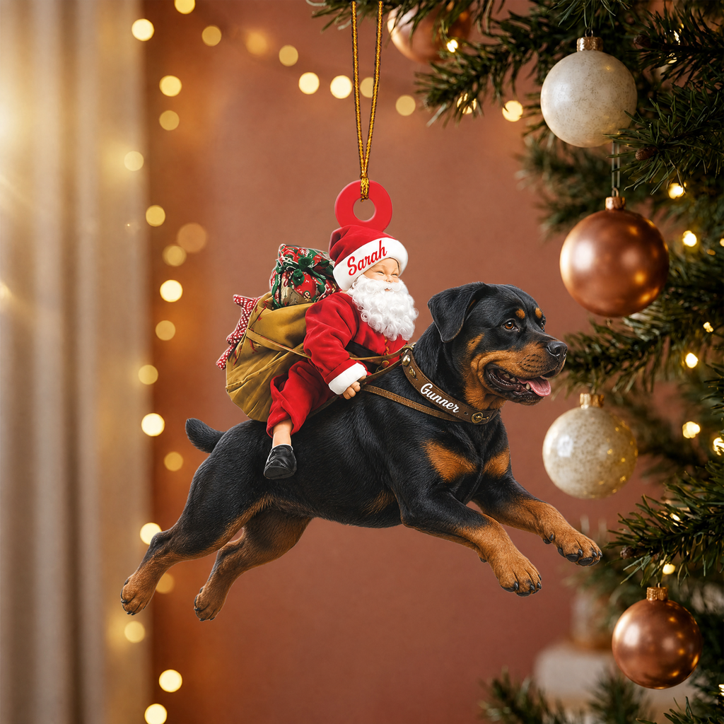 Santa's Dog Express Custom Name Ornament
