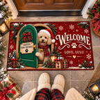 Personalized Dog Doormat – Santa's Paw-sistant, Custom Name