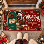 Personalized Dog Doormat – Santa's Paw-sistant, Custom Name