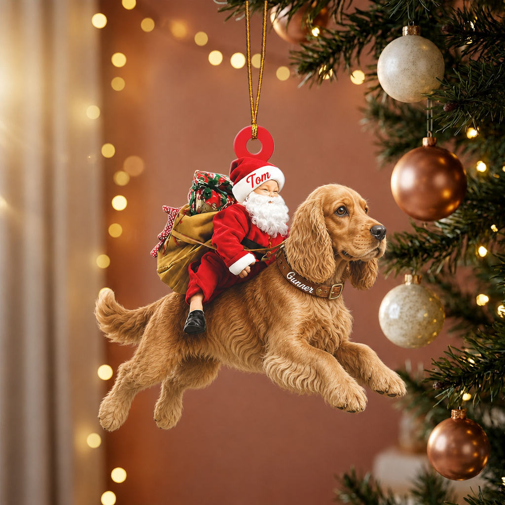 Santa's Dog Express Custom Name Ornament