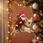 Black Santa's Dog Express Custom Name Ornament