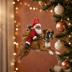 Black Santa's Dog Express Custom Name Ornament