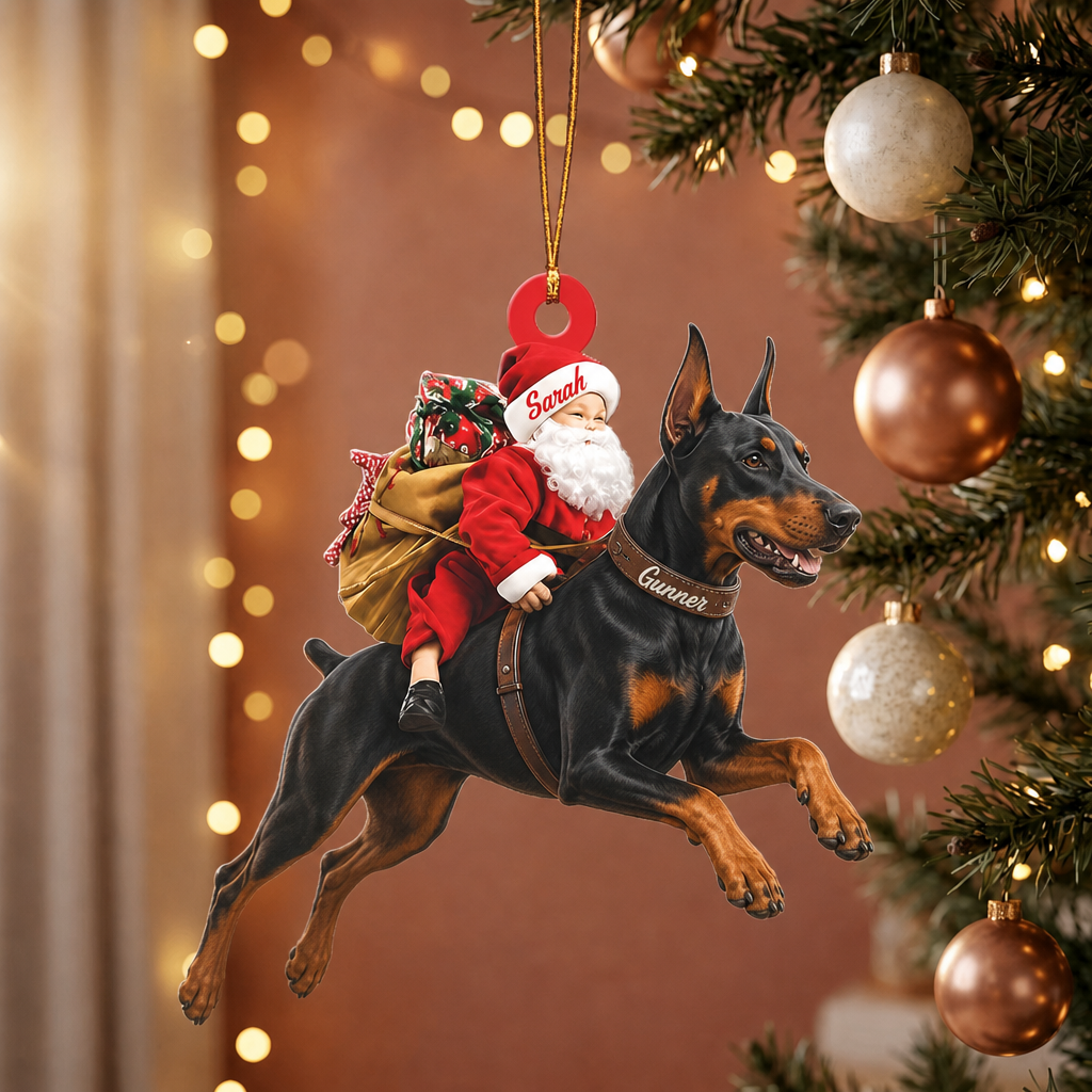 Santa's Dog Express Custom Name Ornament