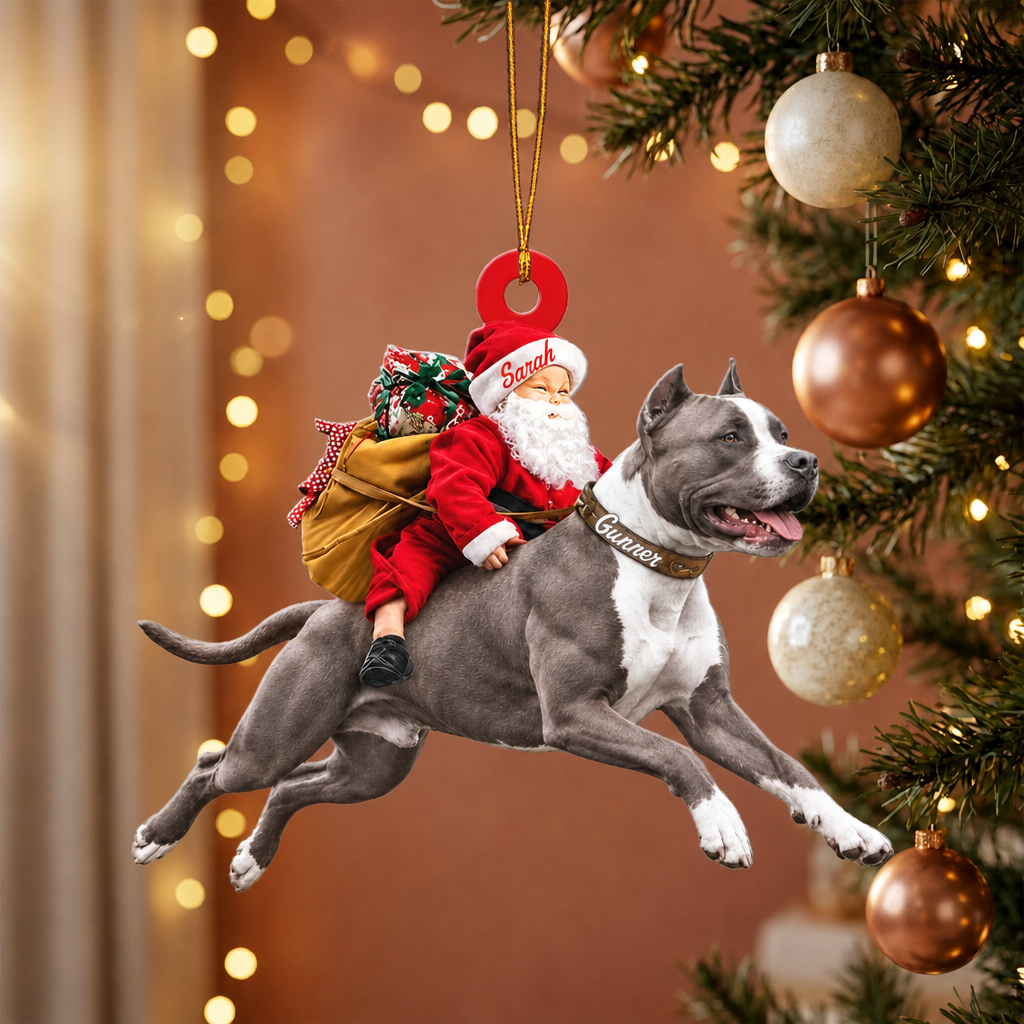 Santa's Dog Express Custom Name Ornament
