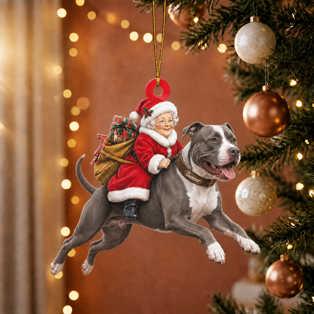 Dog & Mrs. Claus Ornament – Personalized Name