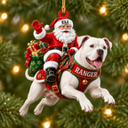 Flying High With Santa – Custom Name Dog Ornament