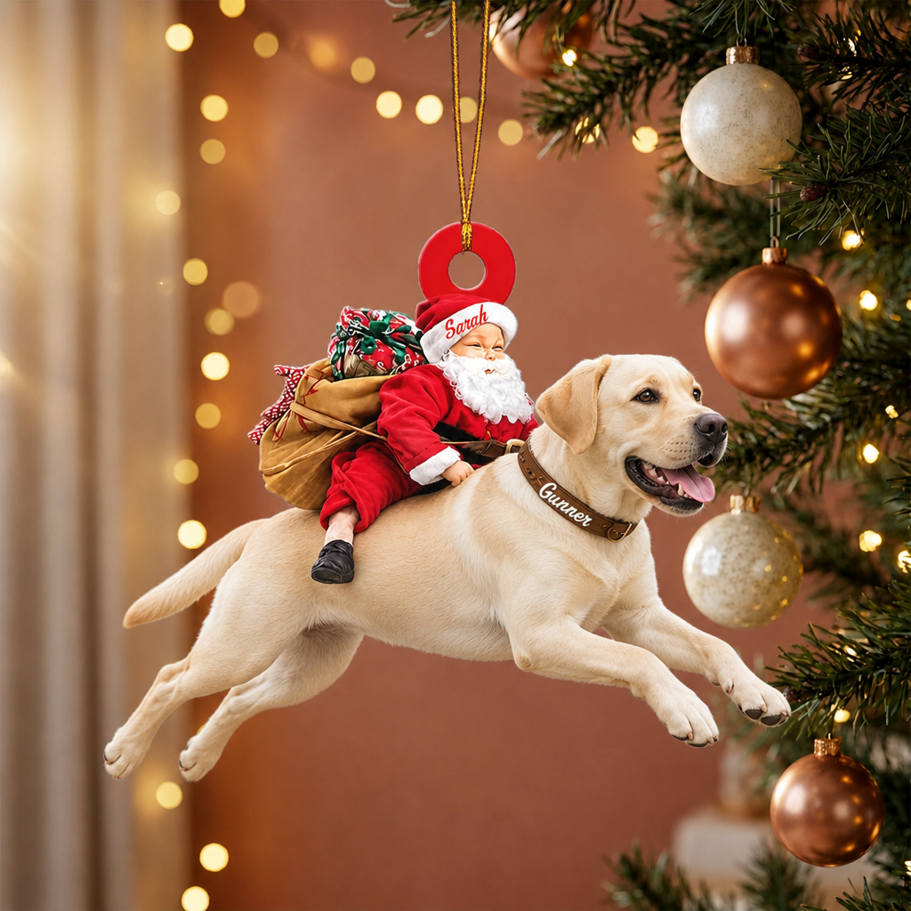 Santa's Dog Express Custom Name Ornament