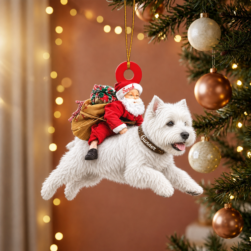 Santa's Dog Express Custom Name Ornament