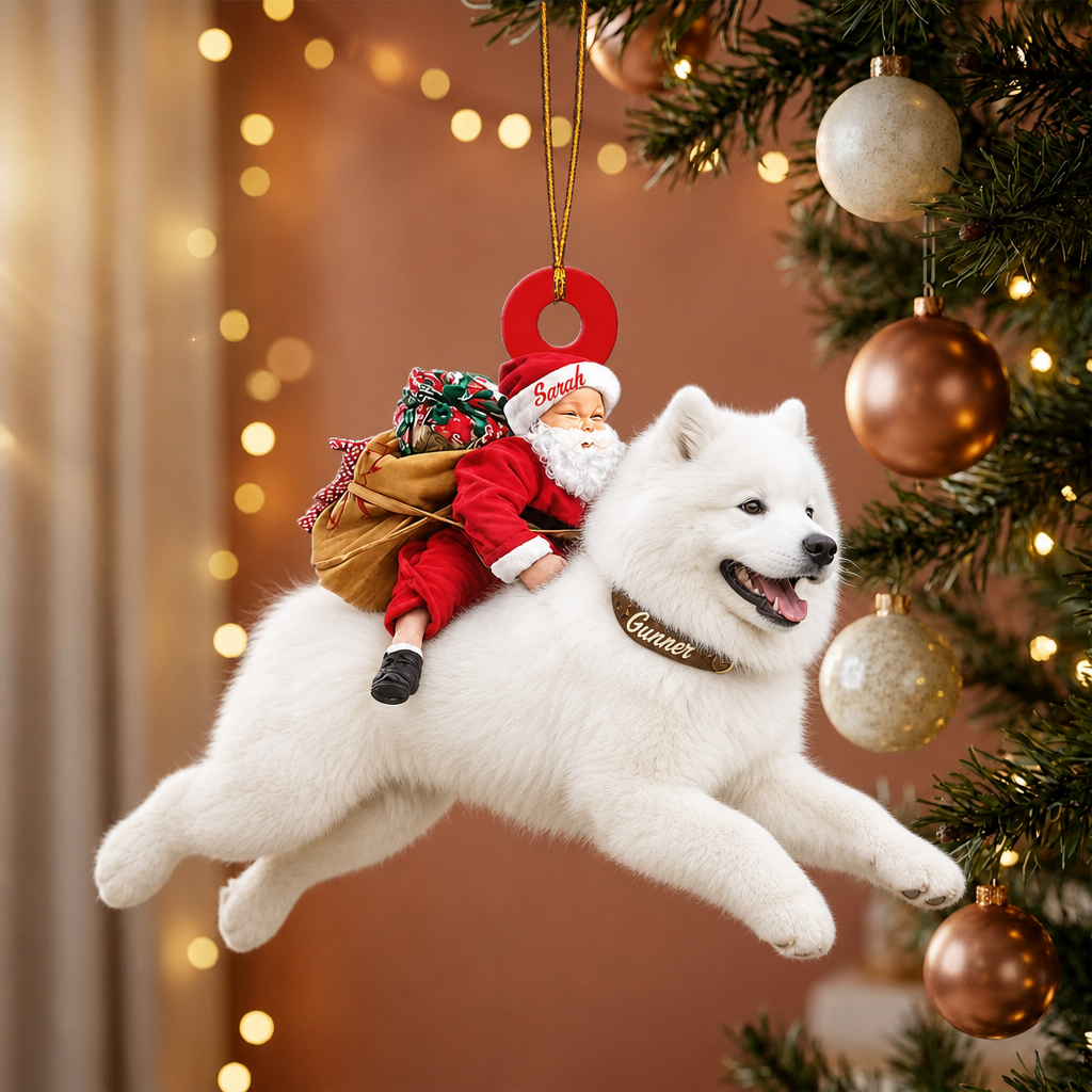 Santa's Dog Express Custom Name Ornament