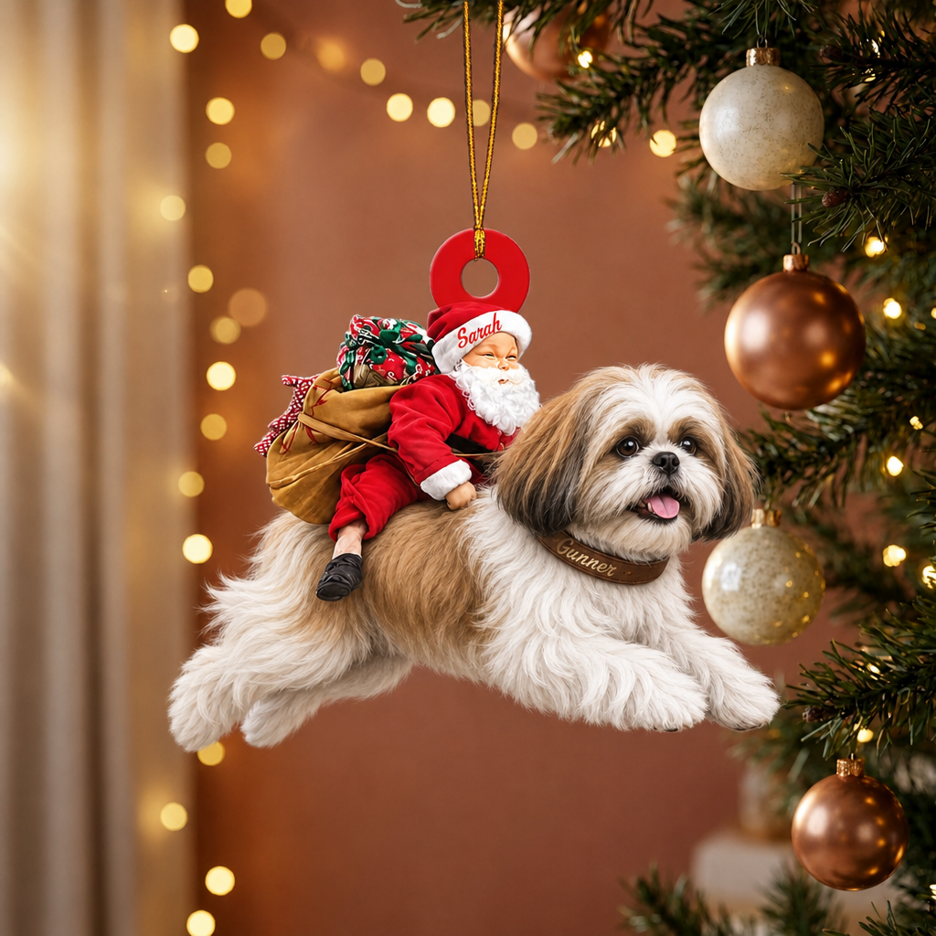 Santa's Dog Express Custom Name Ornament