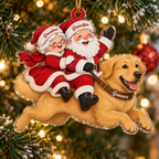 Santa and Mrs Claus Custom Name Dog Ornament