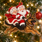 Santa and Mrs Claus Custom Name Dog Ornament