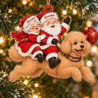 Santa and Mrs Claus Custom Name Dog Ornament