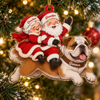 Santa and Mrs Claus Custom Name Dog Ornament