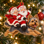 Santa and Mrs Claus Custom Name Dog Ornament