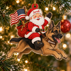 Stars and Stripes Santa Custom Name Dog Ornament