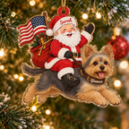 Stars and Stripes Santa Custom Name Dog Ornament