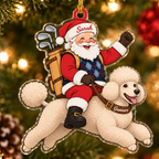 Golfing Santa Custom Name Dog Ornament