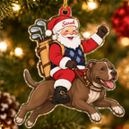 Golfing Santa Custom Name Dog Ornament