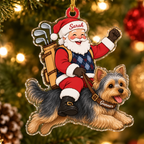 Golfing Santa Custom Name Dog Ornament