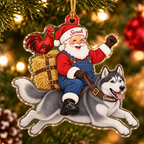 Farmhouse Santa Custom Name Dog Ornament