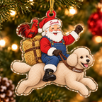 Farmhouse Santa Custom Name Dog Ornament