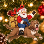 Farmhouse Santa Custom Name Dog Ornament