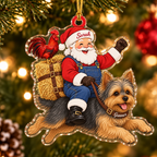 Farmhouse Santa Custom Name Dog Ornament