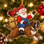 Farmhouse Santa Custom Name Dog Ornament