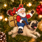 Farmhouse Santa Custom Name Dog Ornament