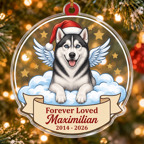 Angel Dog Memorial Custom Name Ornament
