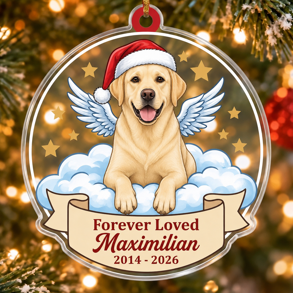 Angel Dog Memorial Custom Name Ornament