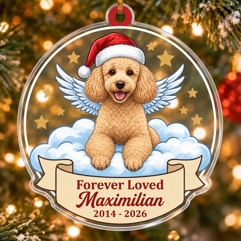 Angel Dog Memorial Custom Name Ornament