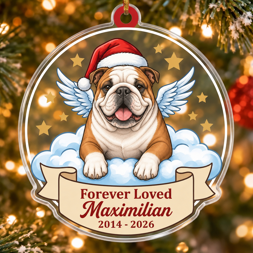 Angel Dog Memorial Custom Name Ornament