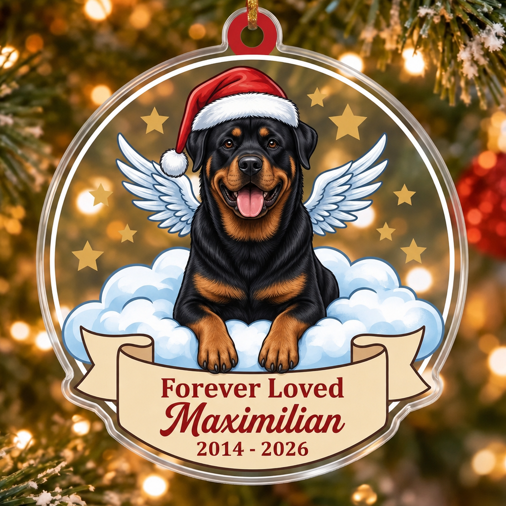 Angel Dog Memorial Custom Name Ornament