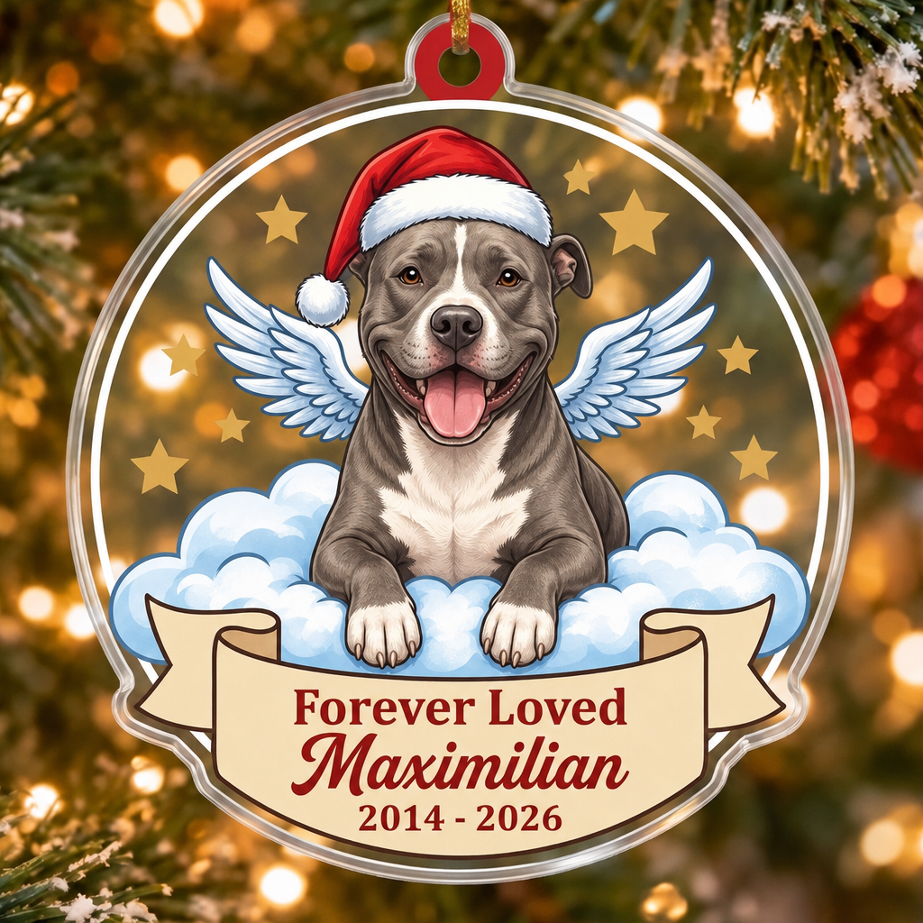 Angel Dog Memorial Custom Name Ornament