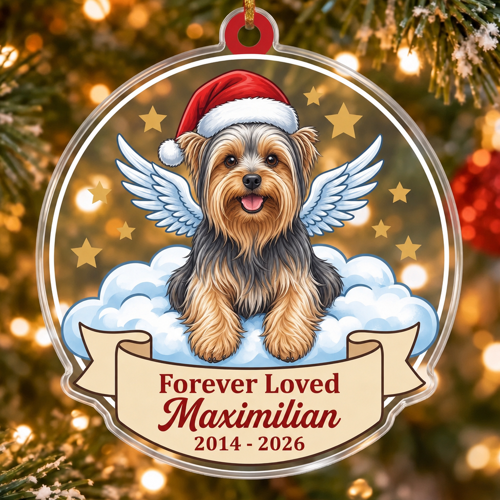 Angel Dog Memorial Custom Name Ornament