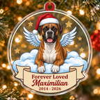 Angel Dog Memorial Custom Name Ornament