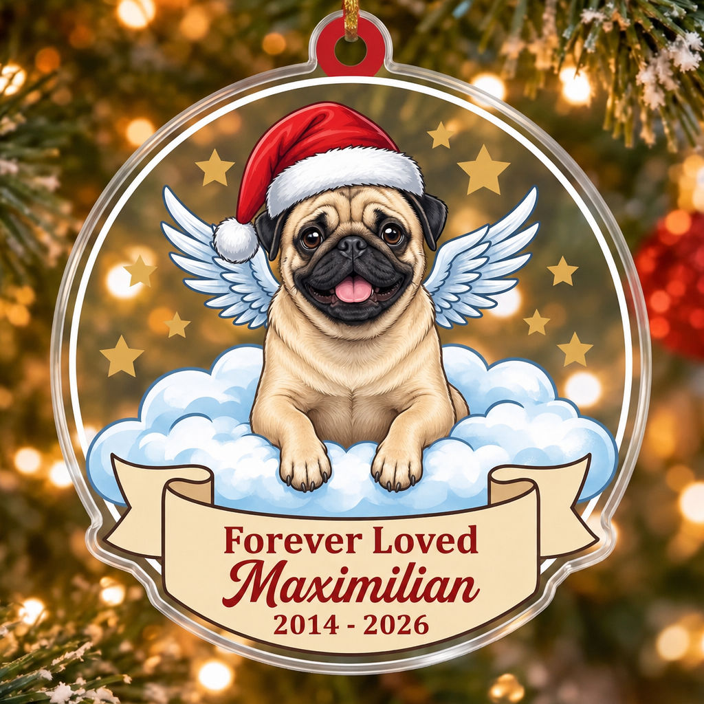 Angel Dog Memorial Custom Name Ornament